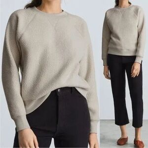 Everlane ReNew Fleece Raglan Teddy Sweatshirt in sandstone size medium